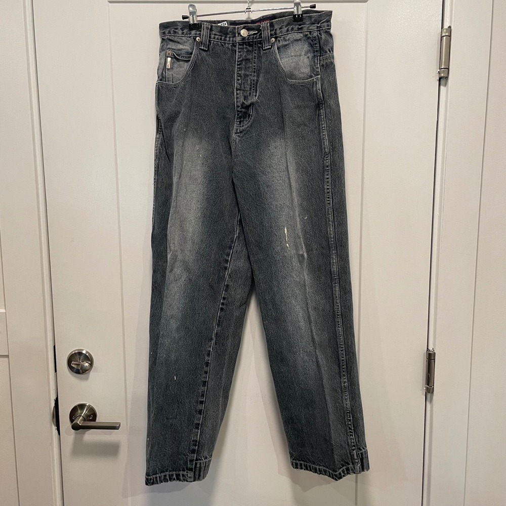 Koman Jeans Vintage 90s Wide Leg Carpenter Denim Pants Faded Black 30x30